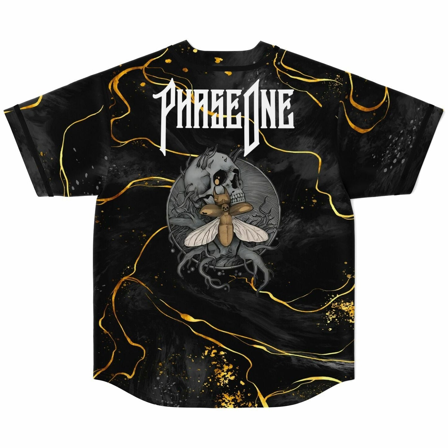 PhaseOne Black Charcoal Marble Rave Baseball Jersey