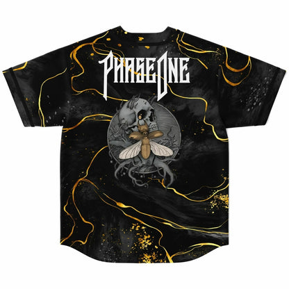 PhaseOne Black Charcoal Marble Rave Baseball Jersey