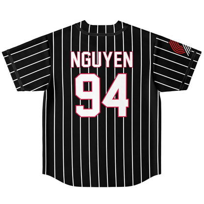 Black Pinstripe Groom Reversible Baseball Jersey