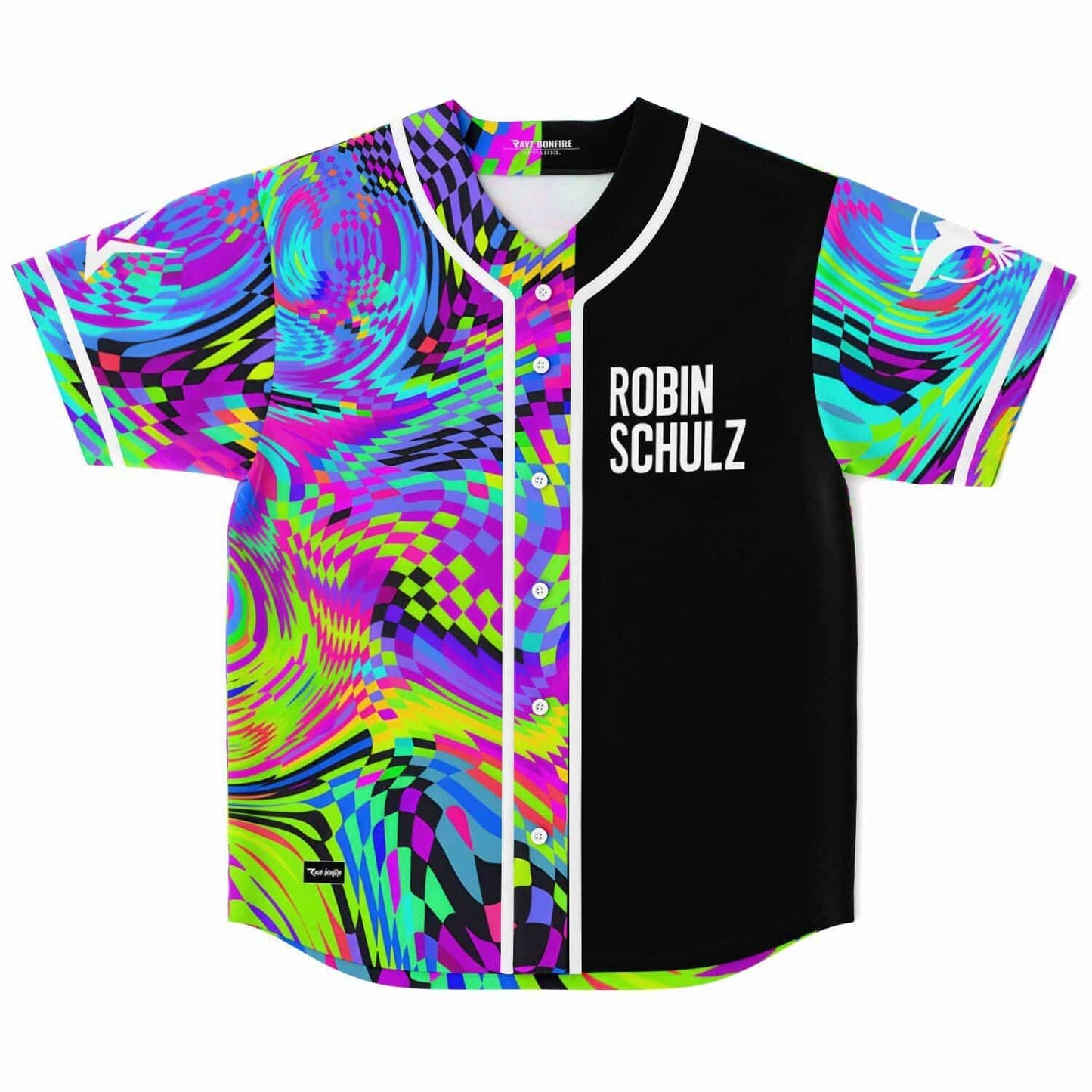 Robin Schulz Black Panel Warped Checkerboard Rave Baseball Jersey