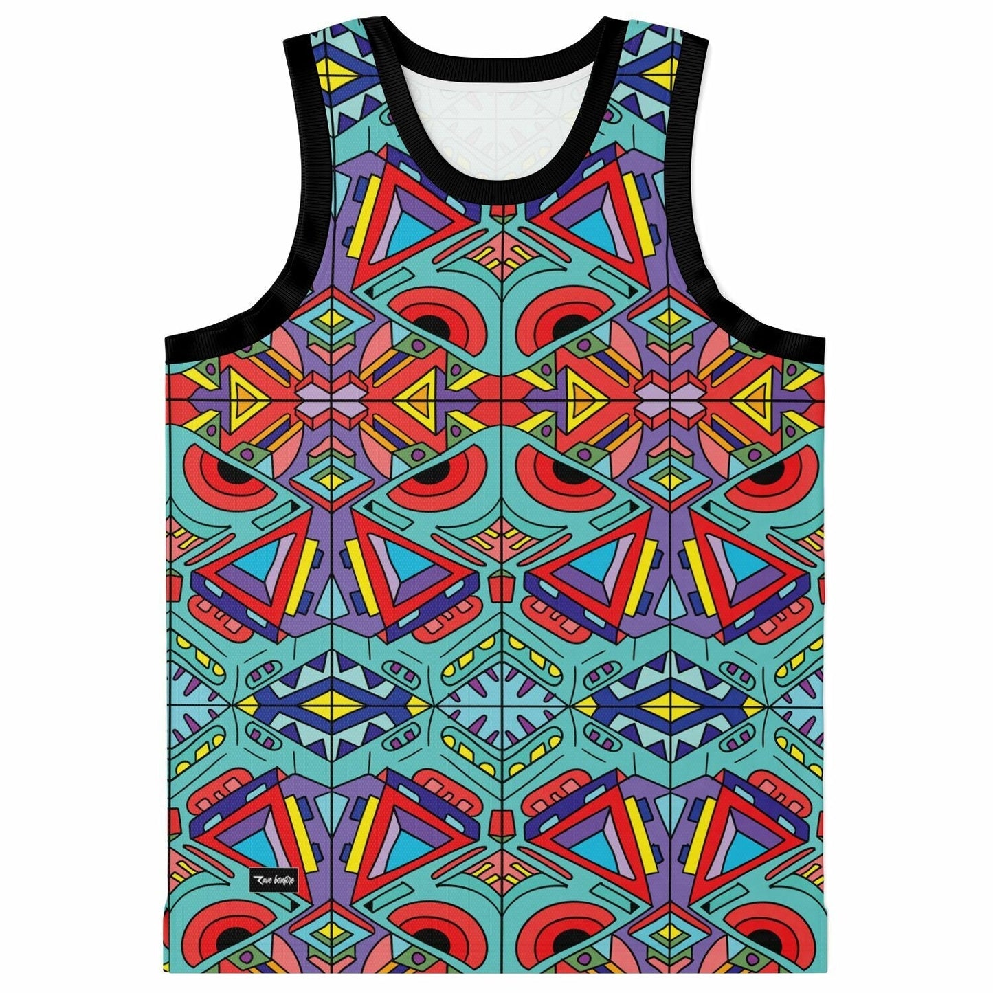 LSDREAM Turquoise Symmetrical Kaleidoscopic Rave Basketball Jersey