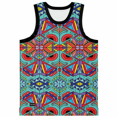 LSDREAM Turquoise Symmetrical Kaleidoscopic Rave Basketball Jersey