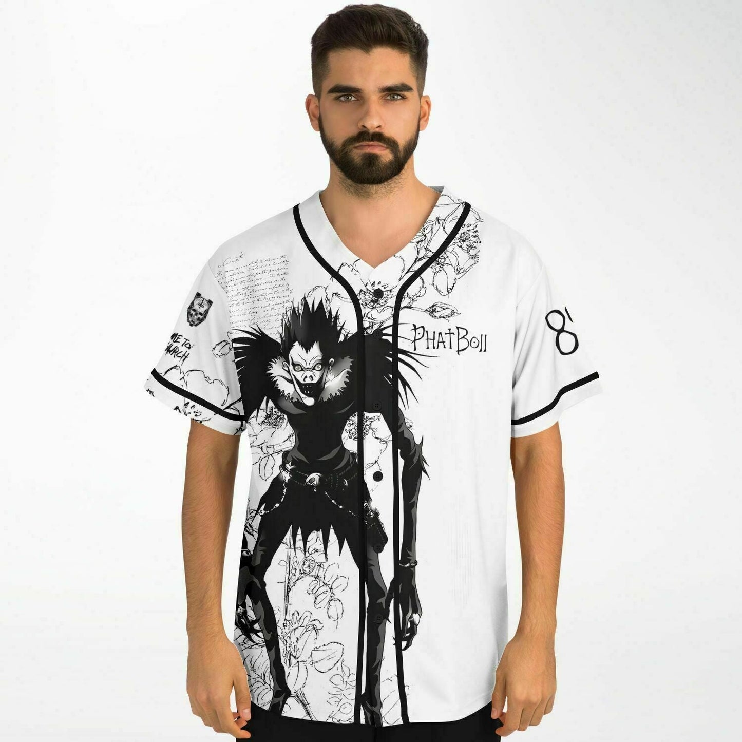 PhatBoii White Black Manga Rave Baseball Jersey