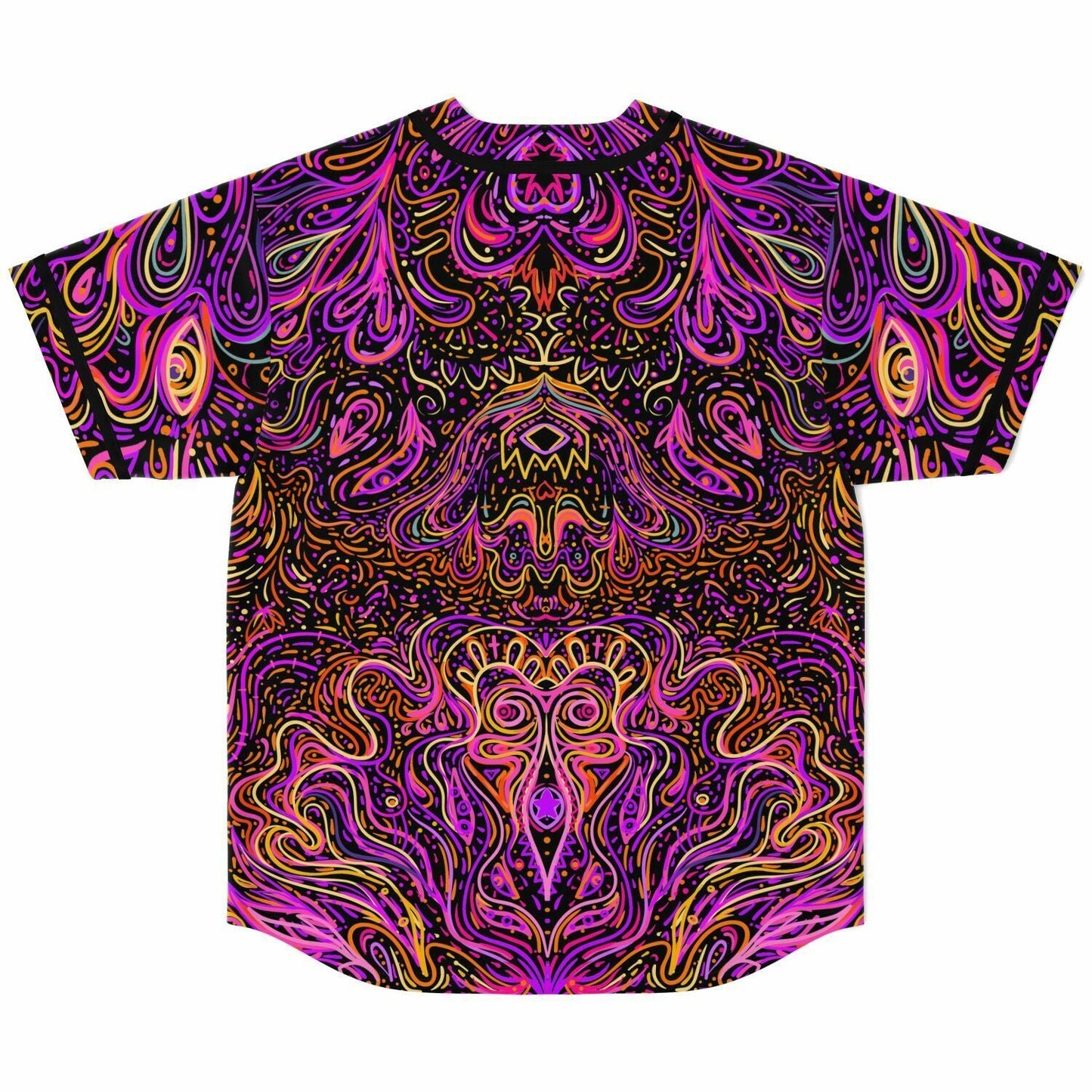 Magenta Symmetrical Psychedelic Rave Baseball Jersey