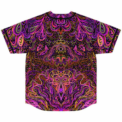 Magenta Symmetrical Psychedelic Rave Baseball Jersey