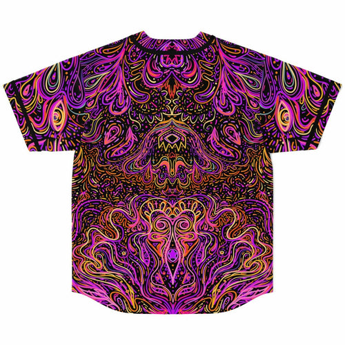Magenta Symmetrical Psychedelic Rave Baseball Jersey
