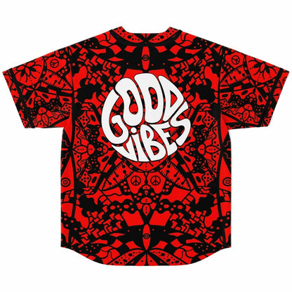 Red Black Kaleidoscopic Tribal Rave Baseball Jersey
