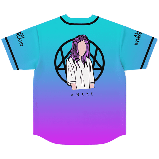 Alison Wonderland Teal Purple Minimal Text Rave Baseball Jersey