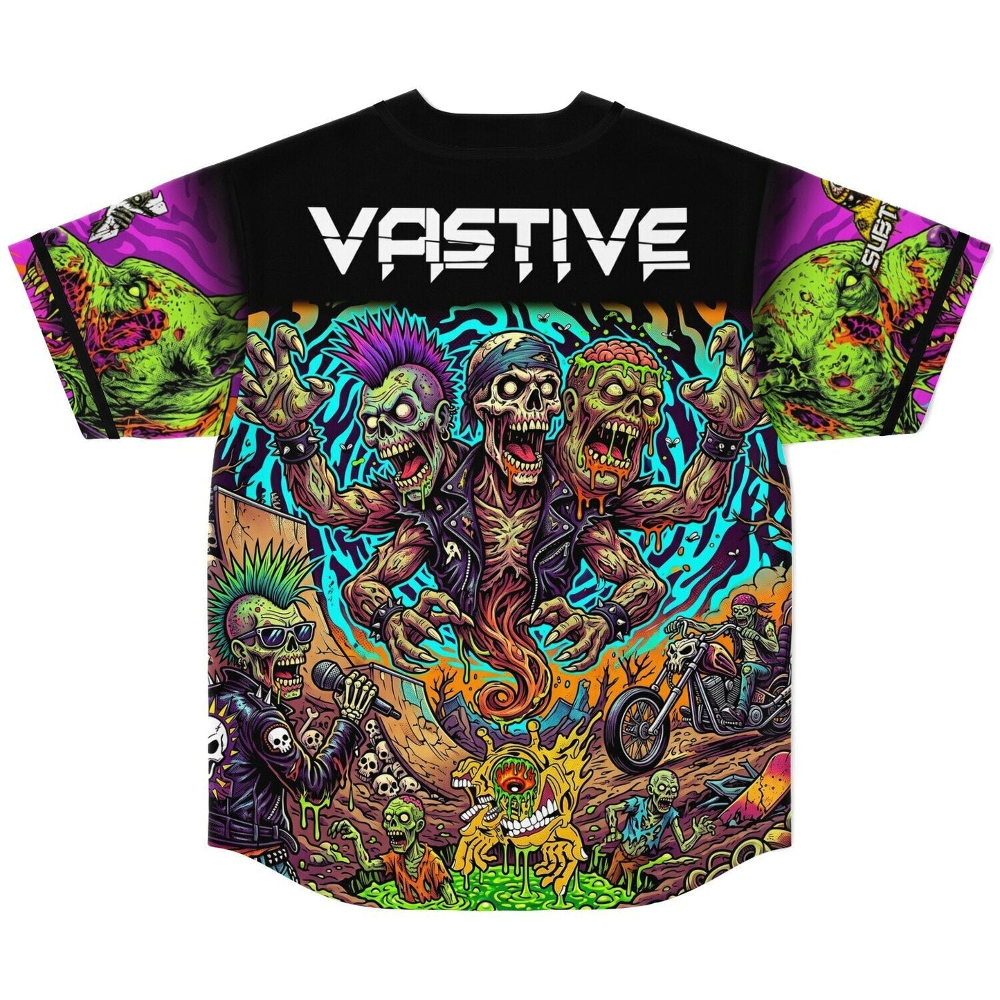 Black Horror Punk Rave Baseball Jersey