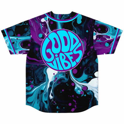 Teal Fluid Marble Rave Baseball Jersey