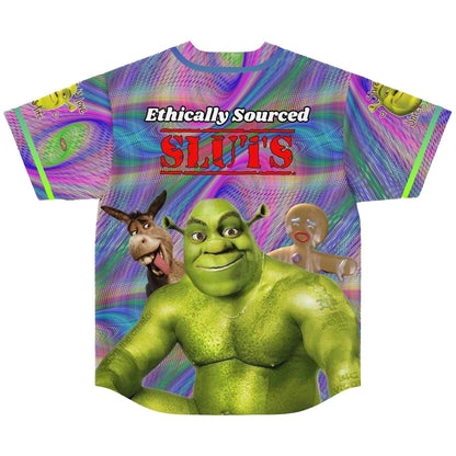 Iridescent Rainbow Shrek Meme Rave Baseball Jersey