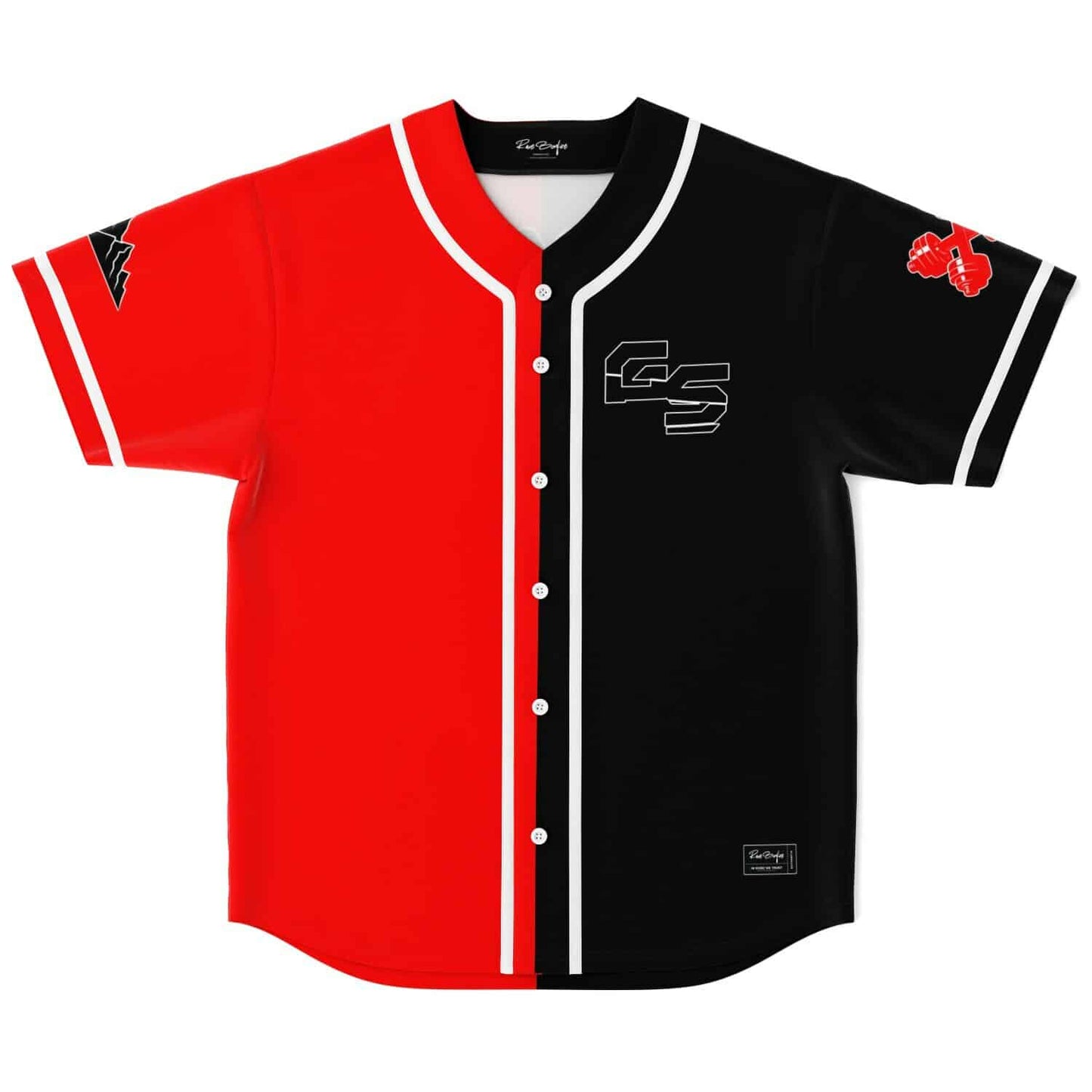 Split Red Block Rave Baseball Jersey