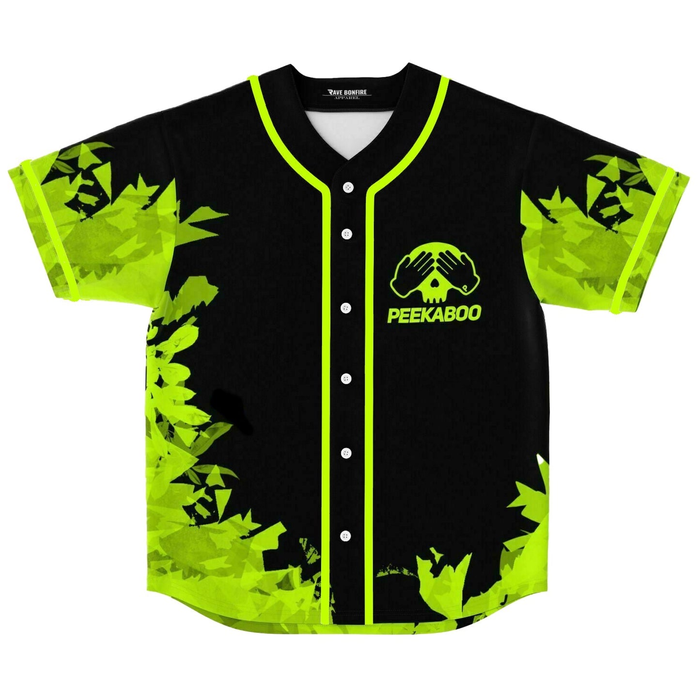 PEEKABOO Black Neon Green Rave Baseball Jersey
