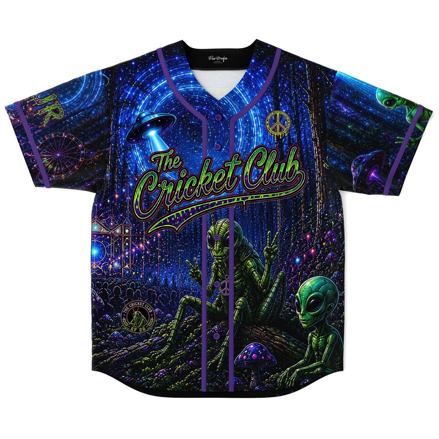 Deep Blue Psychedelic Forest Rave Baseball Jersey