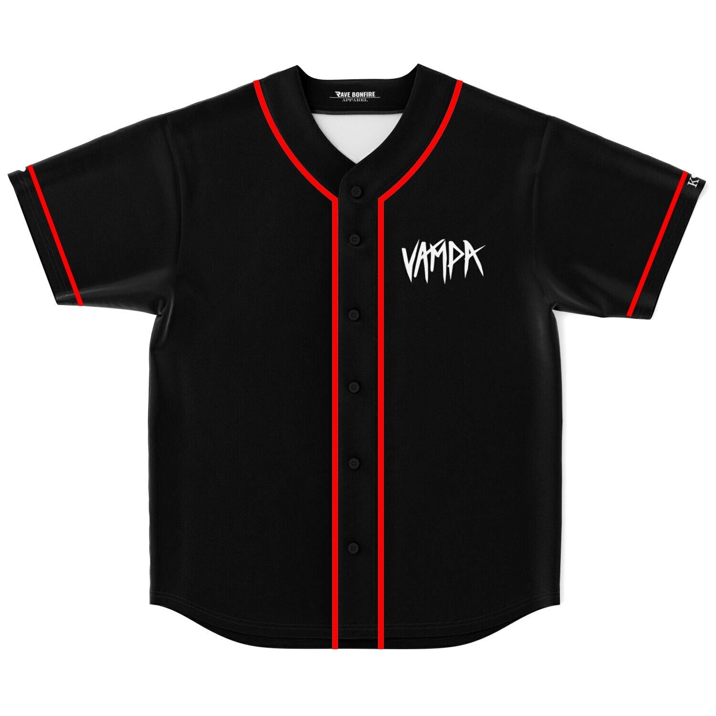 VAMPA Black Minimal Wordmark Rave Baseball Jersey