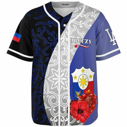 Royal Blue Split Panel Rave Baseball Jersey