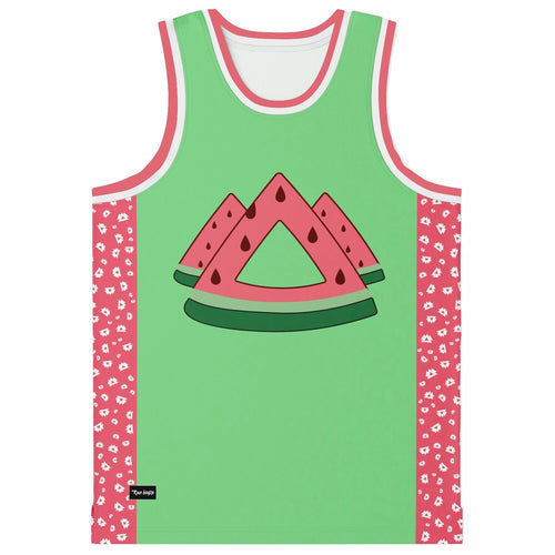 Mint Green Watermelon Slices Rave Basketball Jersey