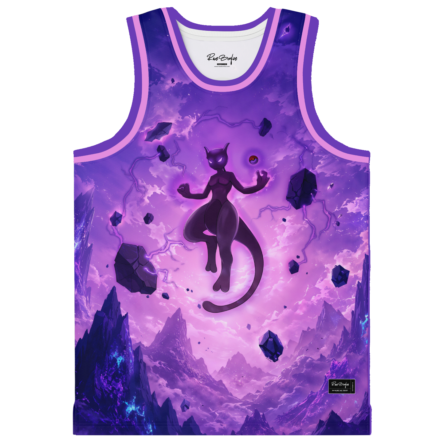 Purple Violet Psychic Feline Rave Basketball Jersey