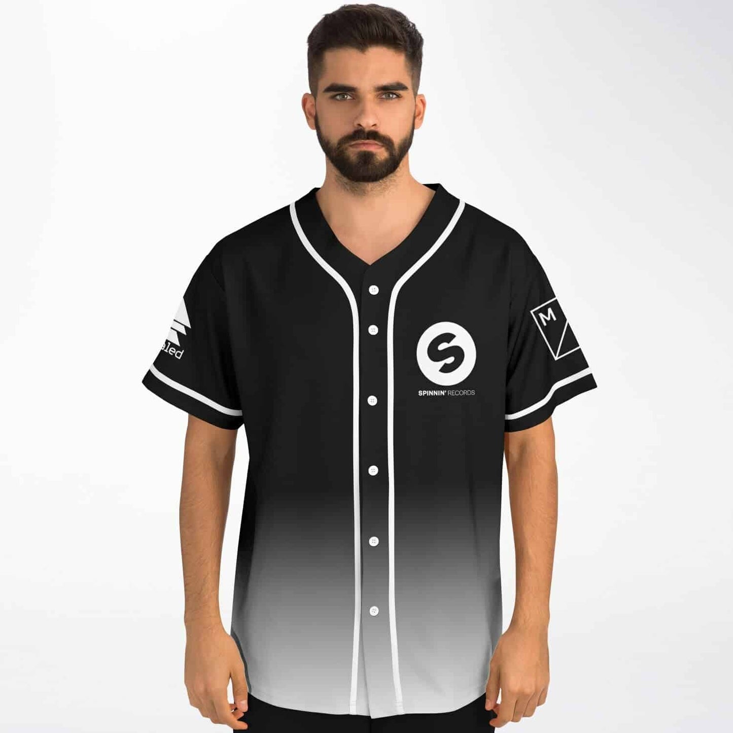 Black White Minimal Gradient Rave Baseball Jersey