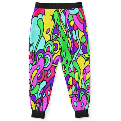 Black Cuffs Abstract Groovy Rave Joggers