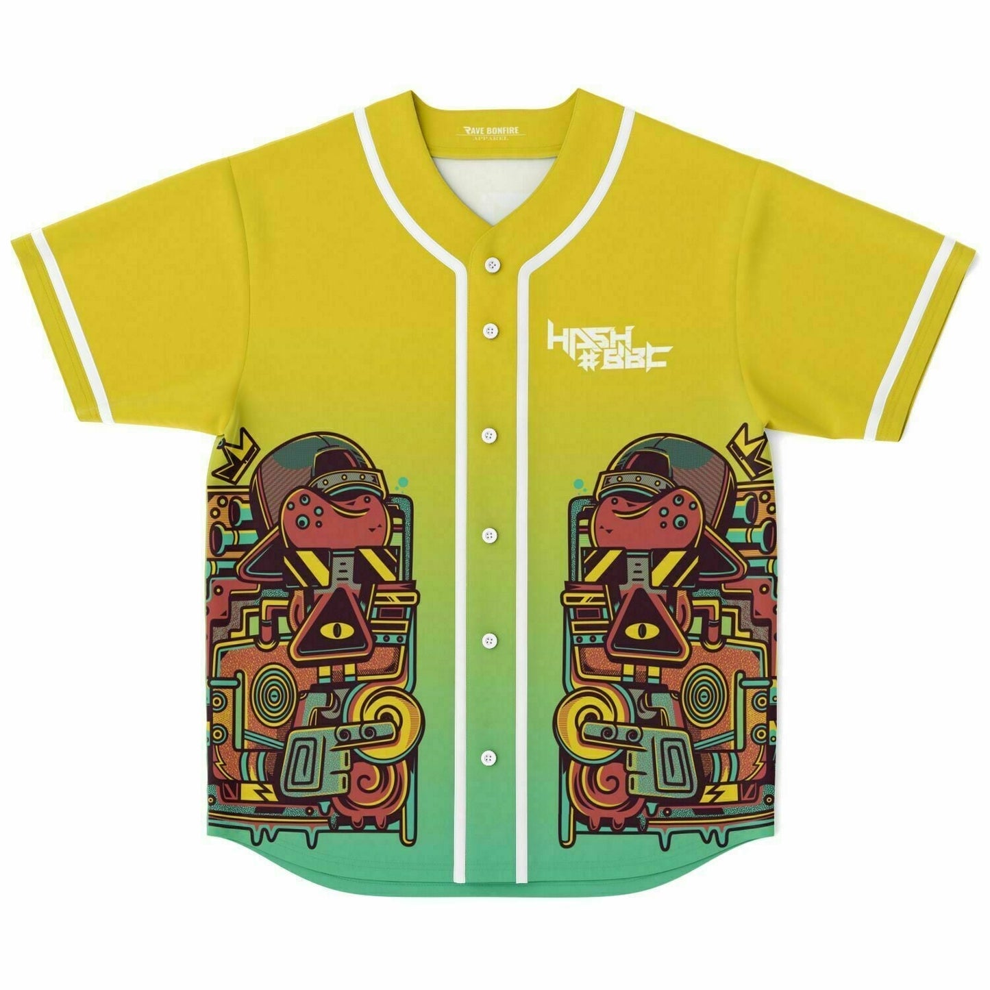 Yellow Green Abstract Robotic Rave Baseball Jersey