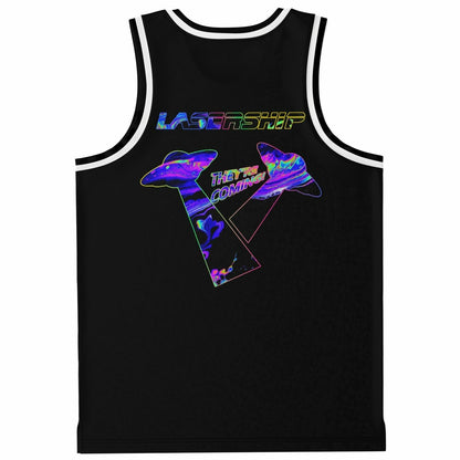 Levity Black Body Script Wordmark Rave Basketball Jersey