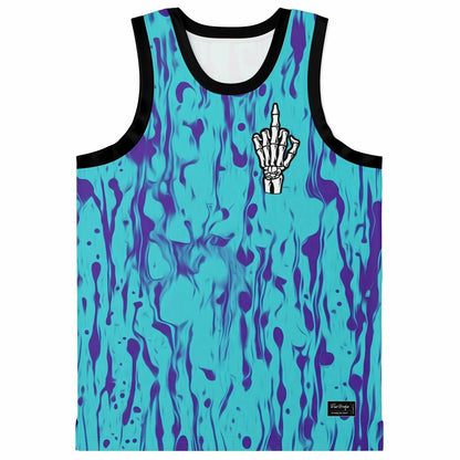 Teal Skeleton Hand Rave Basketball Jersey