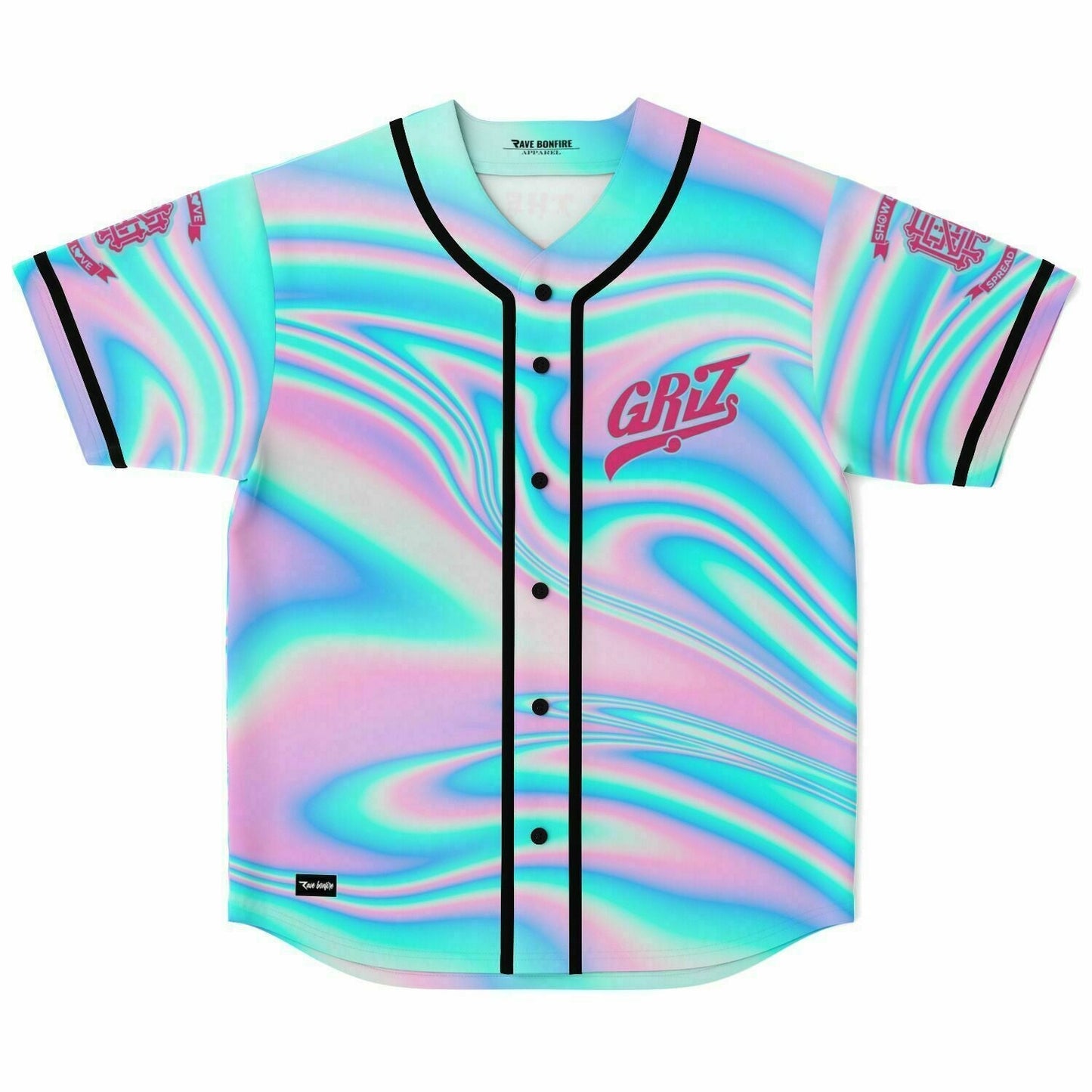 GRiZ Pastel Holographic Iridescent Liquid Rave Baseball Jersey