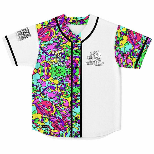 White Dense Psychedelic Rave Baseball Jersey