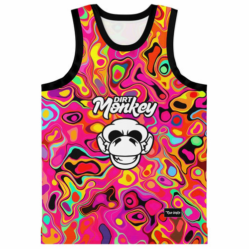 Dirt Monkey Hot Pink Psychedelic Liquid Rave Basketball Jersey