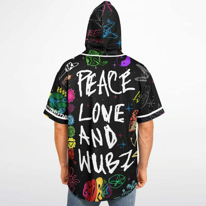 Black Hand Drawn Rave Hooded Baseball Jersey