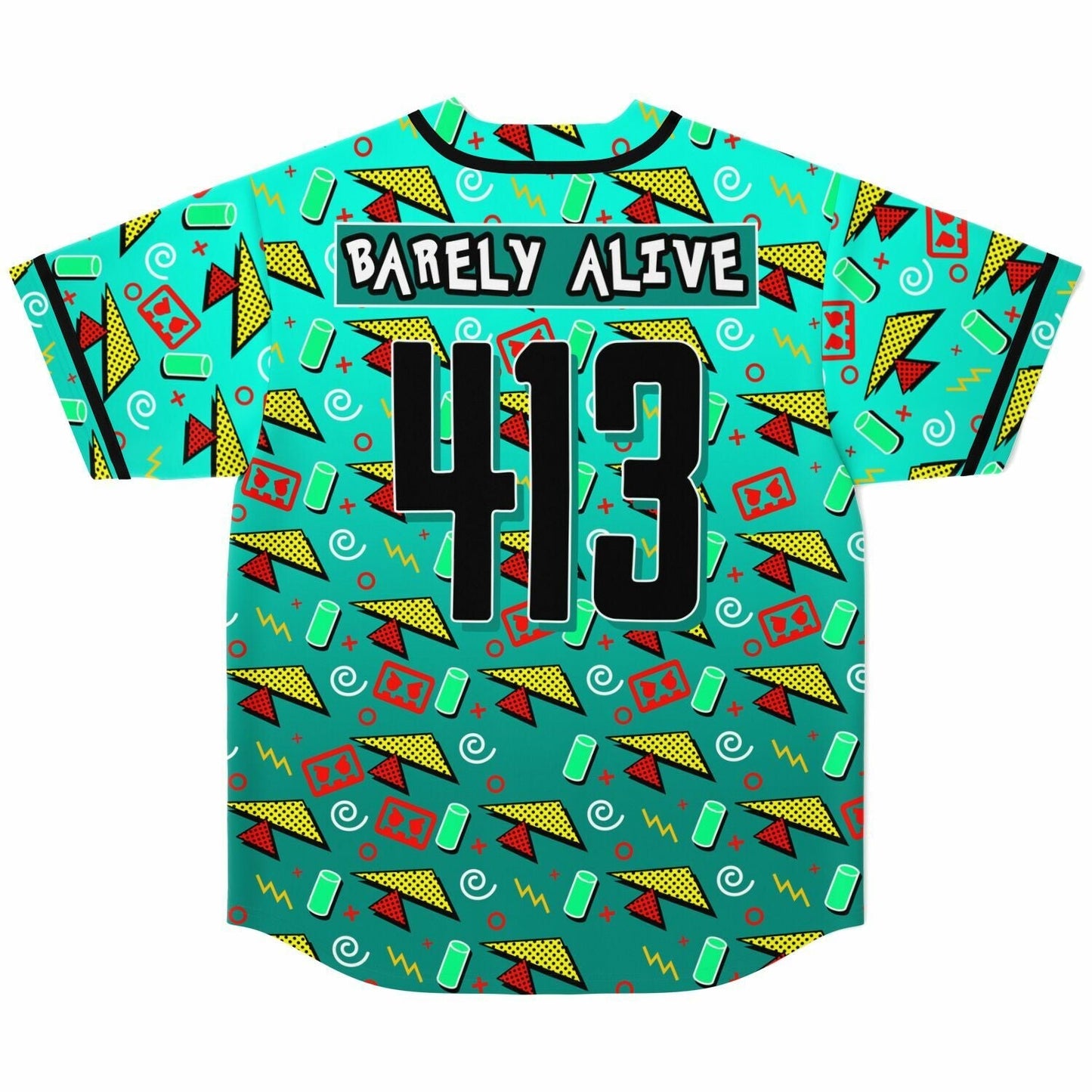 Barely Alive Teal 1990S Memphis Rave Baseball Jersey