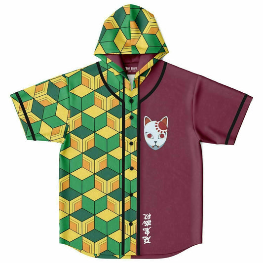 Green Yellow Rave Hooded Baseball Jersey