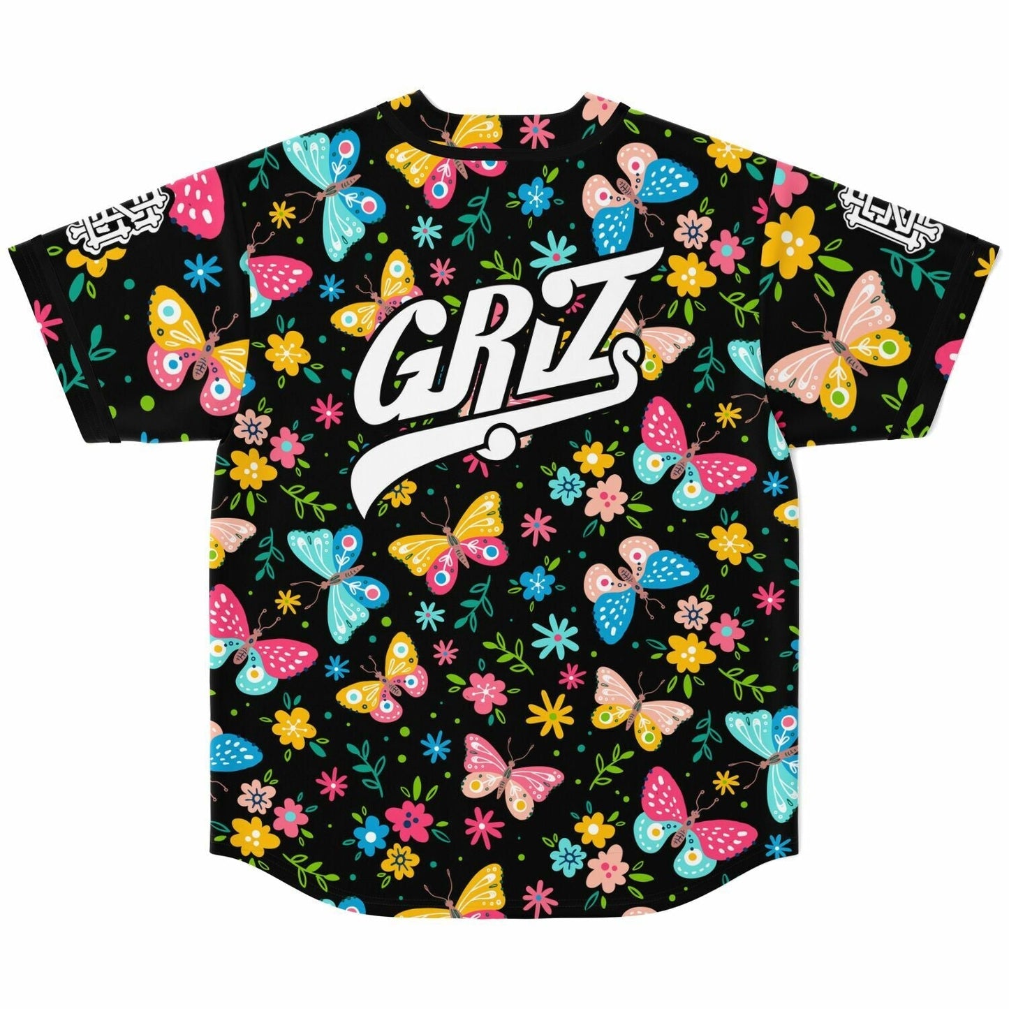 GRiZ Black Colorful Butterflies Rave Baseball Jersey