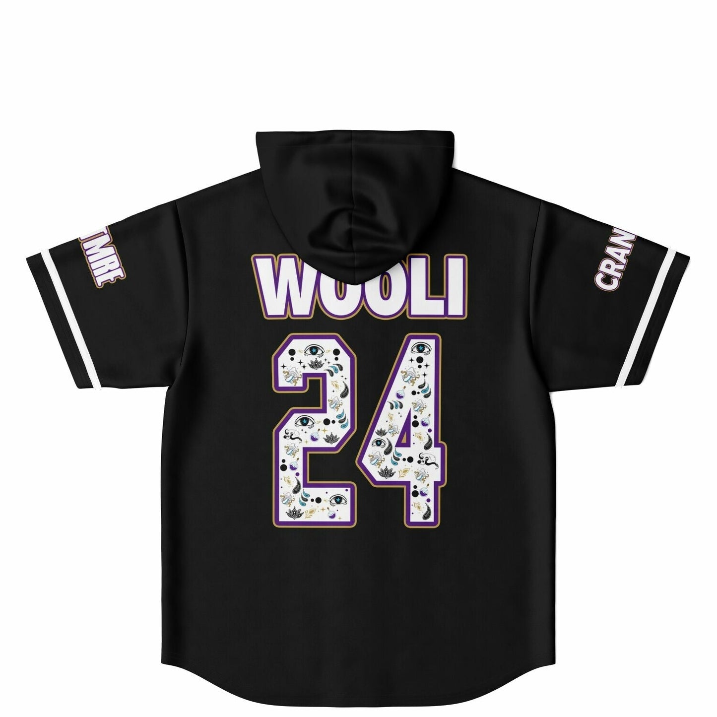 Wooli Black Sports Name Rave Hooded Baseball Jersey