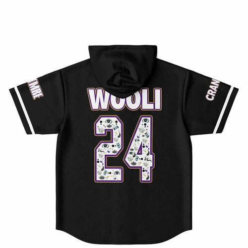 Wooli Black Sports Name Rave Hooded Baseball Jersey
