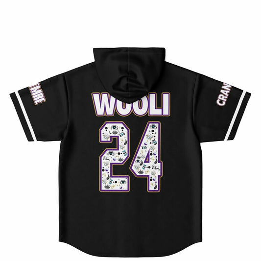 Wooli Black Sports Name Rave Hooded Baseball Jersey
