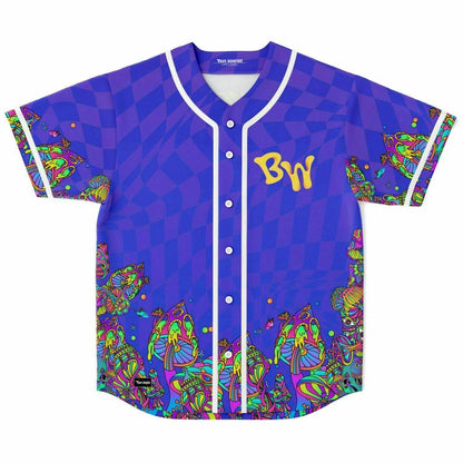 Beyond Wonderland Purple Blue Warped Checkerboard Rave Baseball Jersey