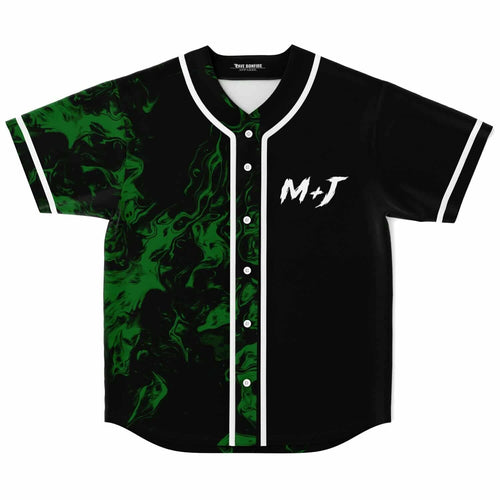 Black Green Liquid Rave Baseball Jersey