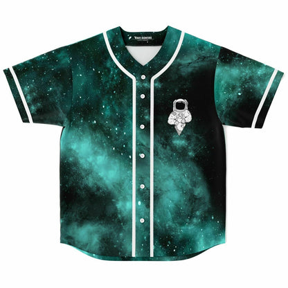 Teal Green Black Galaxy Rave Baseball Jersey