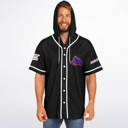 Wooli Black Purple Woolly Rave Hooded Baseball Jersey