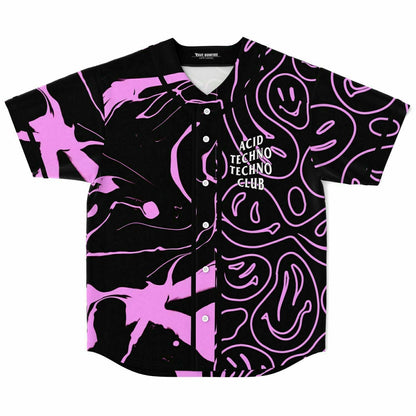 Black Pink Split Rave Baseball Jersey