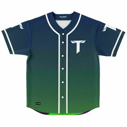 Teminite Navy Green Gradient Body Rave Baseball Jersey