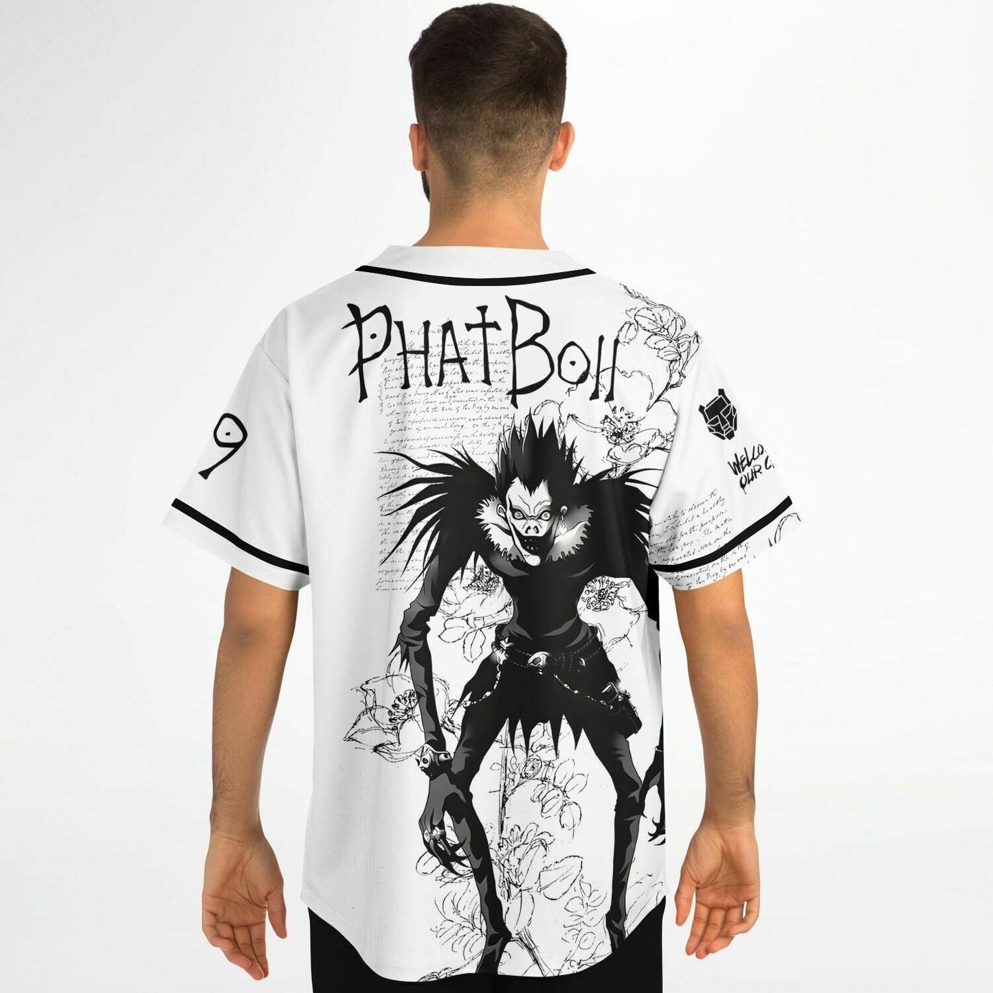 PhatBoii White Black Manga Rave Baseball Jersey