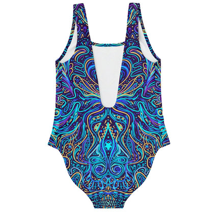 Deep Navy Symmetrical Psychedelic Rave Swimsuit