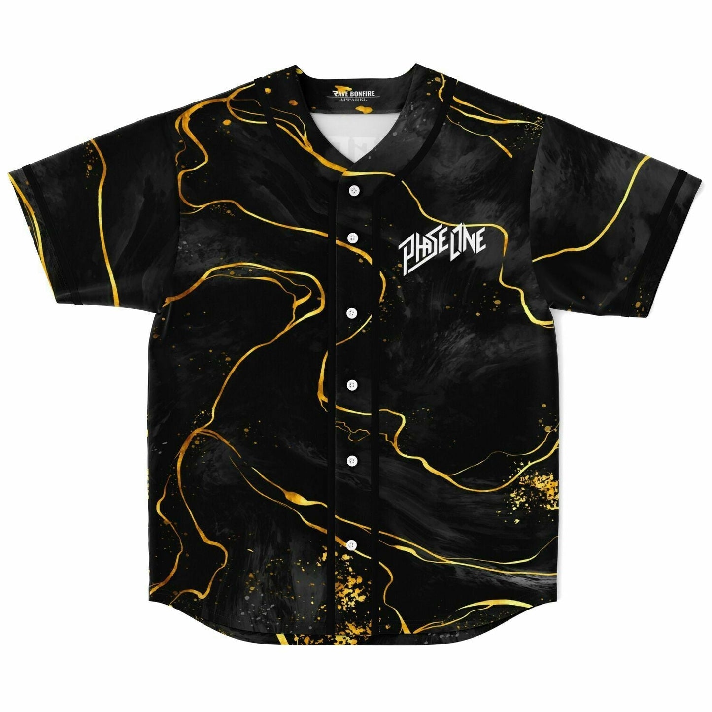 PhaseOne Black Charcoal Marble Rave Baseball Jersey