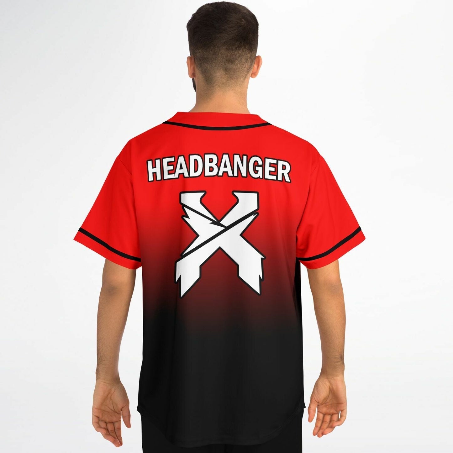 Excision Red Black Crossed X Rave Baseball Jersey