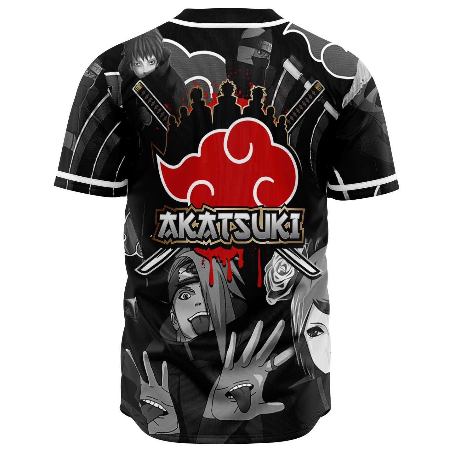 Black Grayscale Akatsuki Red Rave Baseball Jersey
