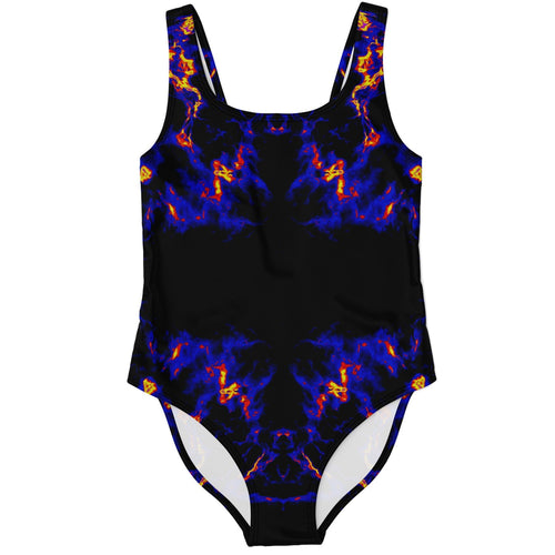 Black Mirrored Flames Rave Swimsuit