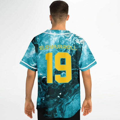 Teal Swirling Marbled Rave Baseball Jersey